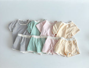 Cotton Striped Short Sleeve Suit for Toddlers in US Sizes - Cool Kids Thrive Breathable Stripes united states chf short