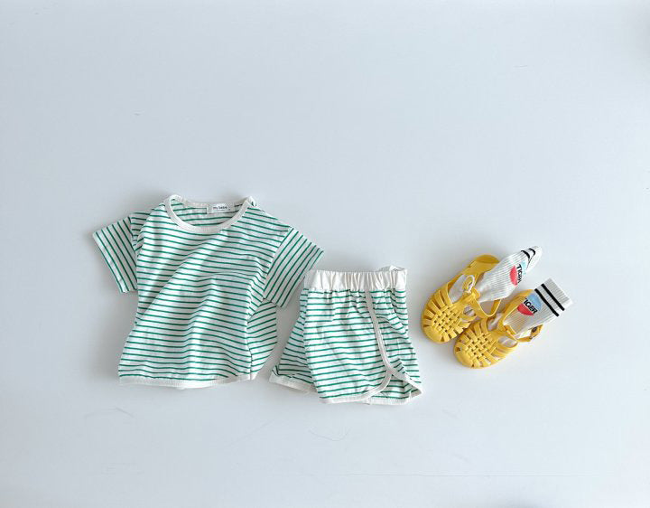 Breathable Stripes Homewear Short Sleeve Shorts Outwear Children’s Clothing - Cool Kids Thrive in Breathable Short