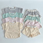 Cotton Striped Short Sleeve Suit for Toddlers in US Sizes - Cool Kids Thrive Breathable Stripes united states chf short