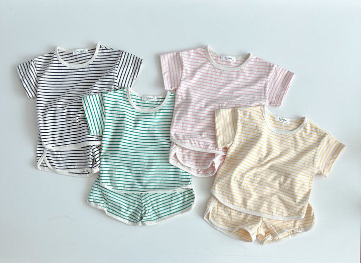 Breathable Stripes Homewear Short Sleeve Shorts Outwear Children’s Clothing - Cool Kids Thrive in Breathable Short