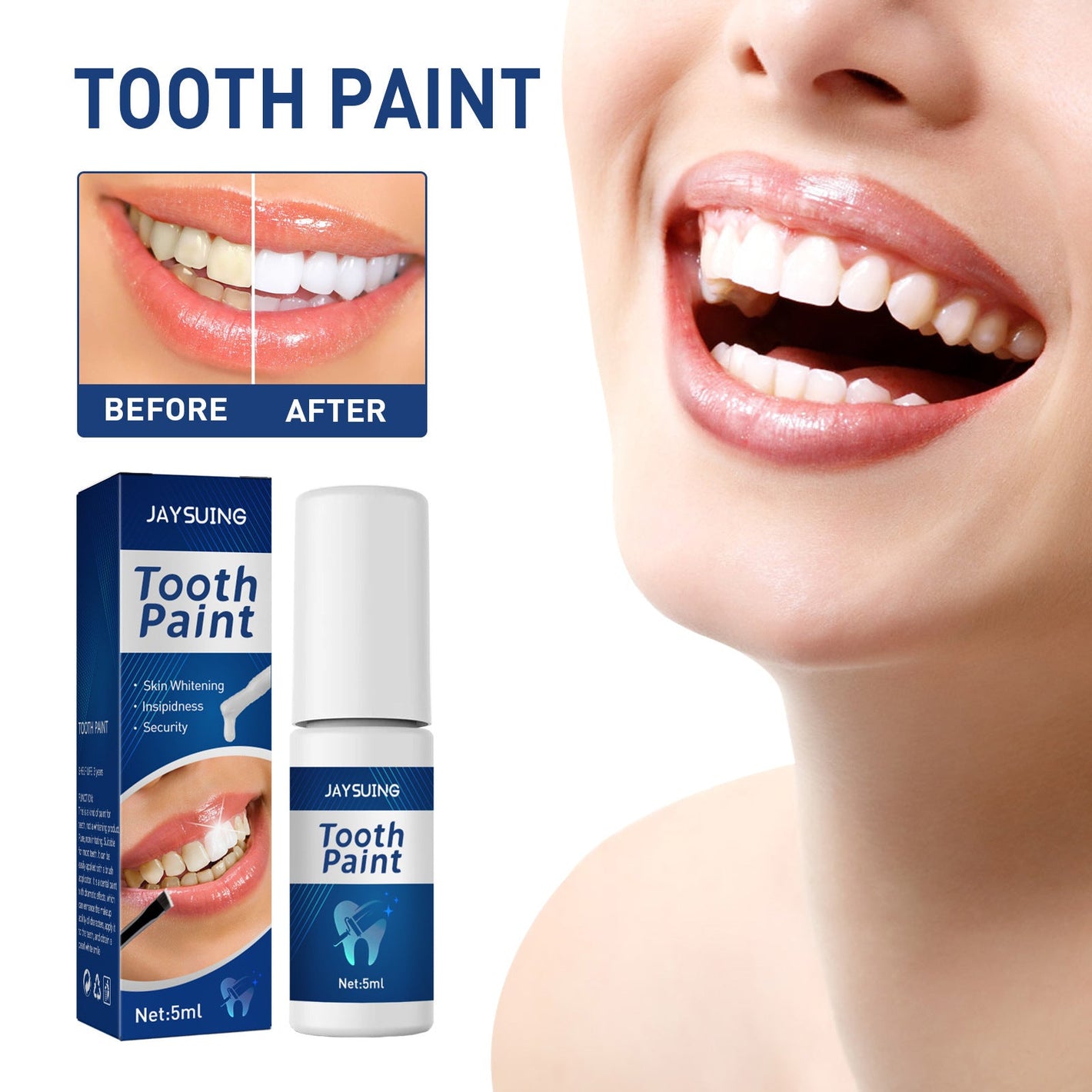 Bright White Paint for Removing Yellow Teeth 5ml Boxed Product - For a Smile That Dazzles bright white paint removing