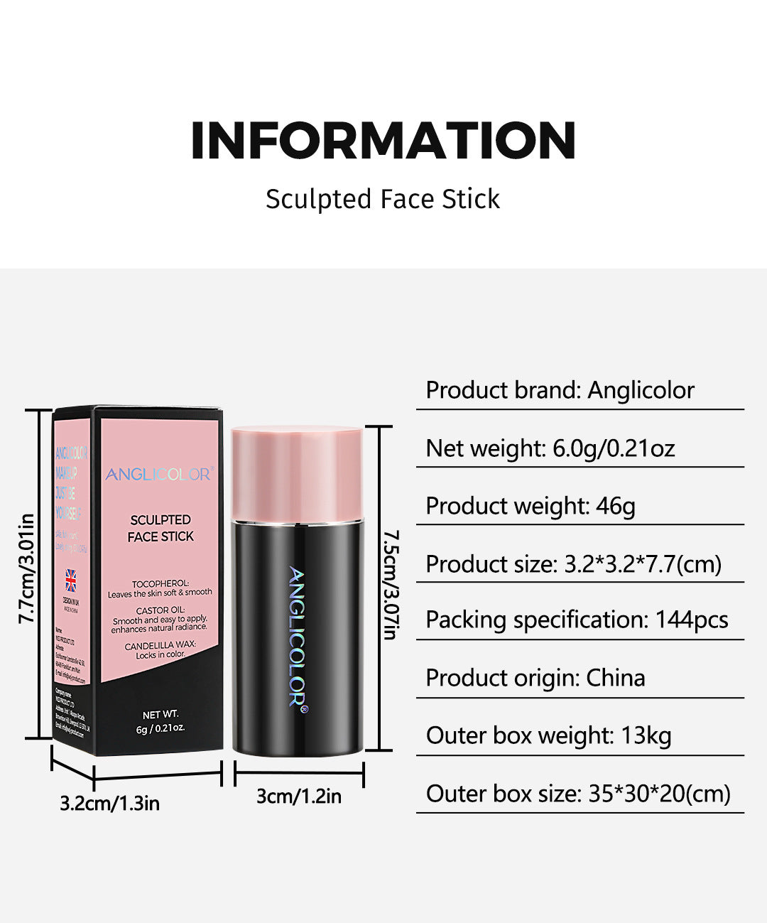 Brighten Skin and Contour Stick Set for Highlighting Shadowing - Teleplus Highlight Brightening highlight contour stick