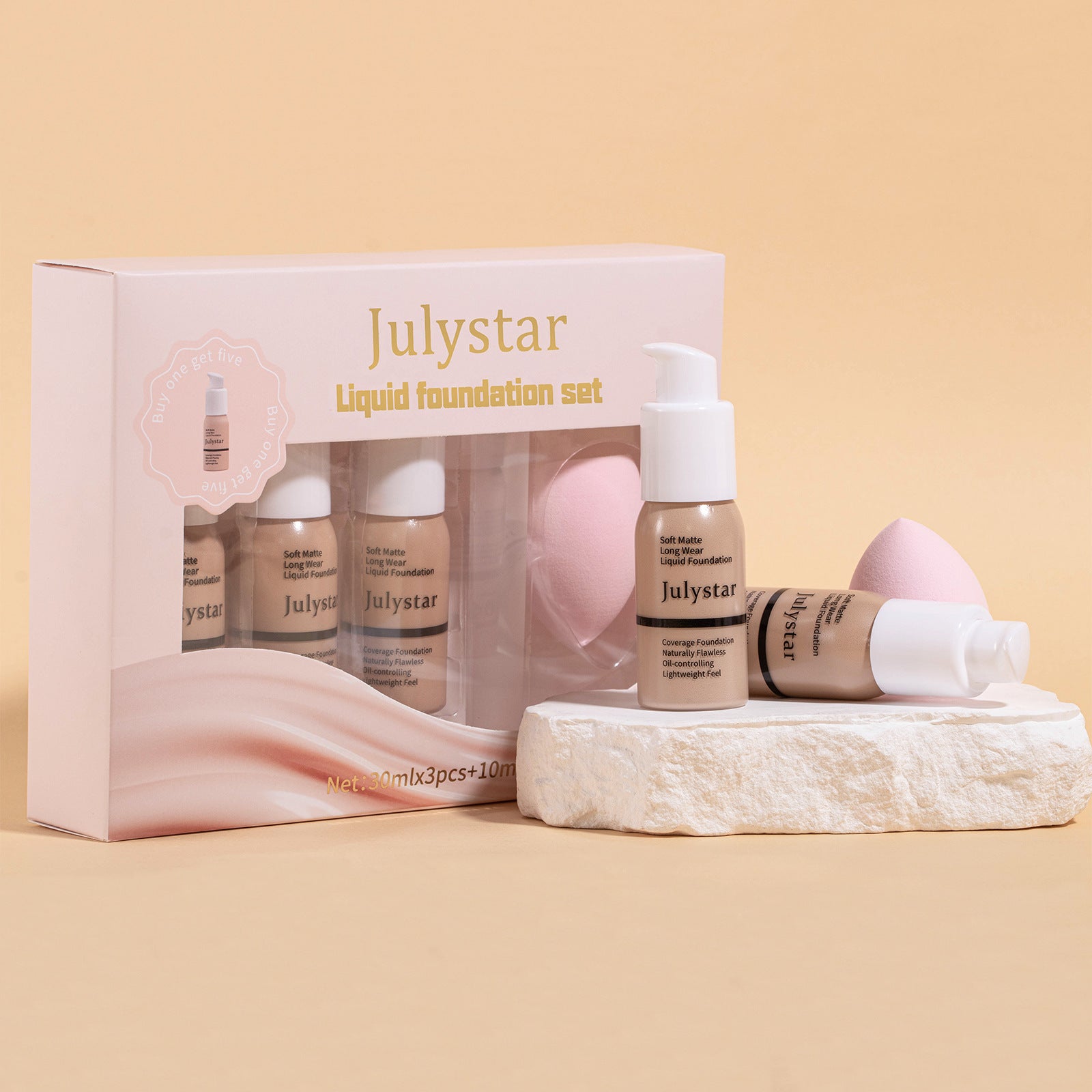 Brightening Liquid Foundation Set for Natural Finish and Moisturizing Look - finishing liquid foundation suit