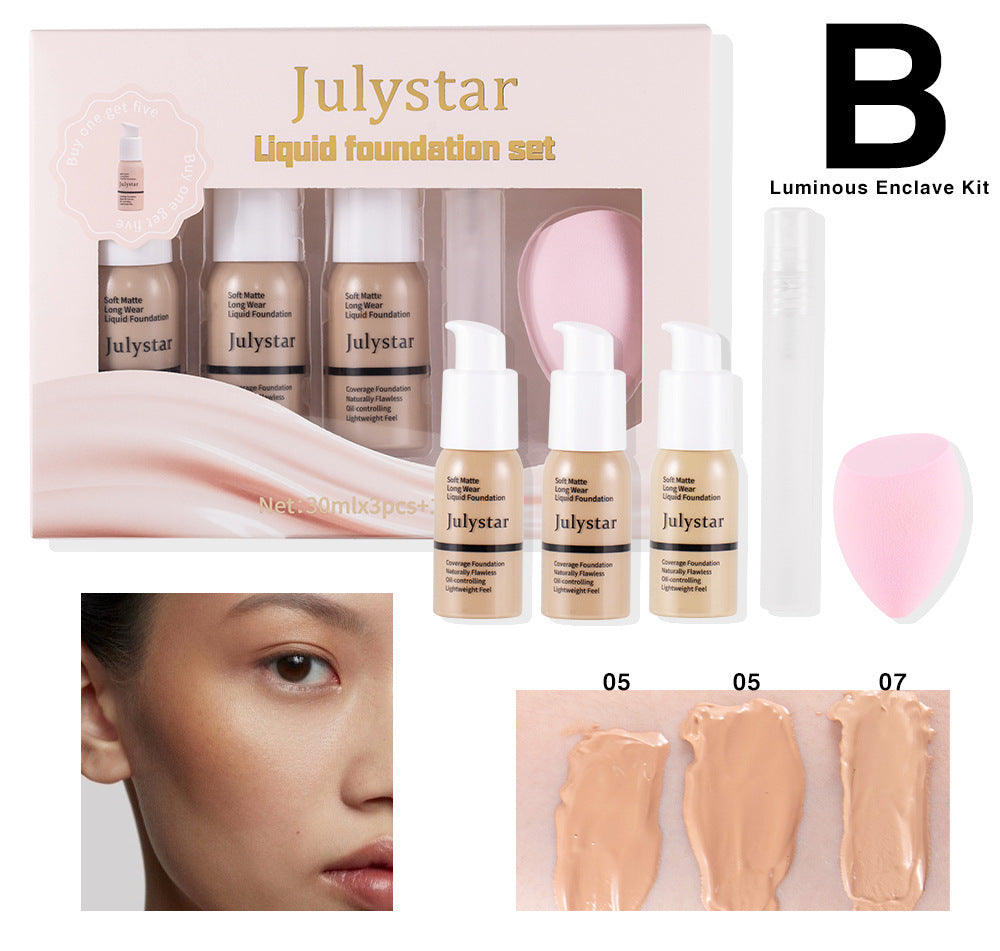 Brightening Liquid Foundation Set for Natural Finish and Moisturizing Look - finishing liquid foundation suit