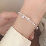 Broken Silver Heart Bracelet Women’s Fashionable Elegant Pearl - Elegant Broken Silver Heart Bracelet for Women