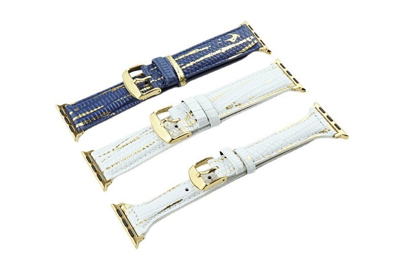 Bronzing Lizard Pattern Leather Watch Strap - Bronzing Lizard Pattern Leather Watch Strap for Apple Watch