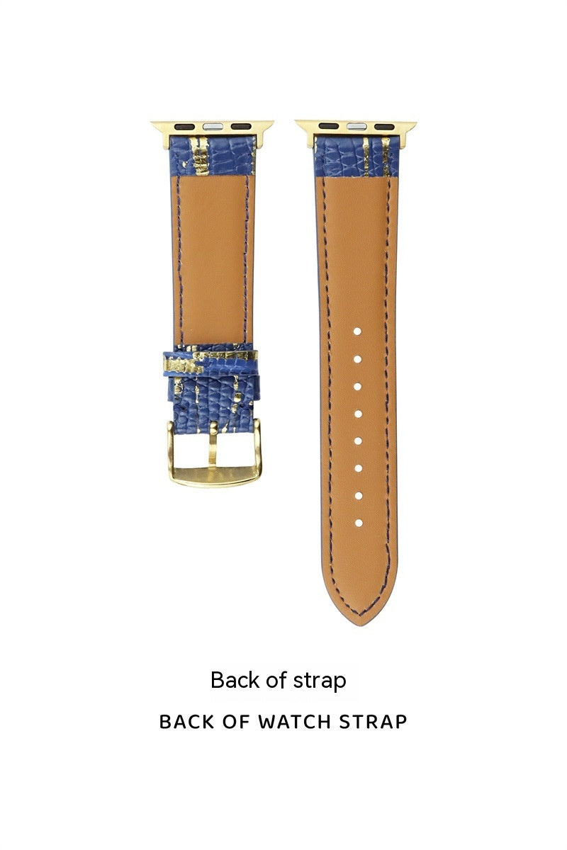 Bronzing Lizard Pattern Leather Watch Strap - Bronzing Lizard Pattern Leather Watch Strap for Apple Watch