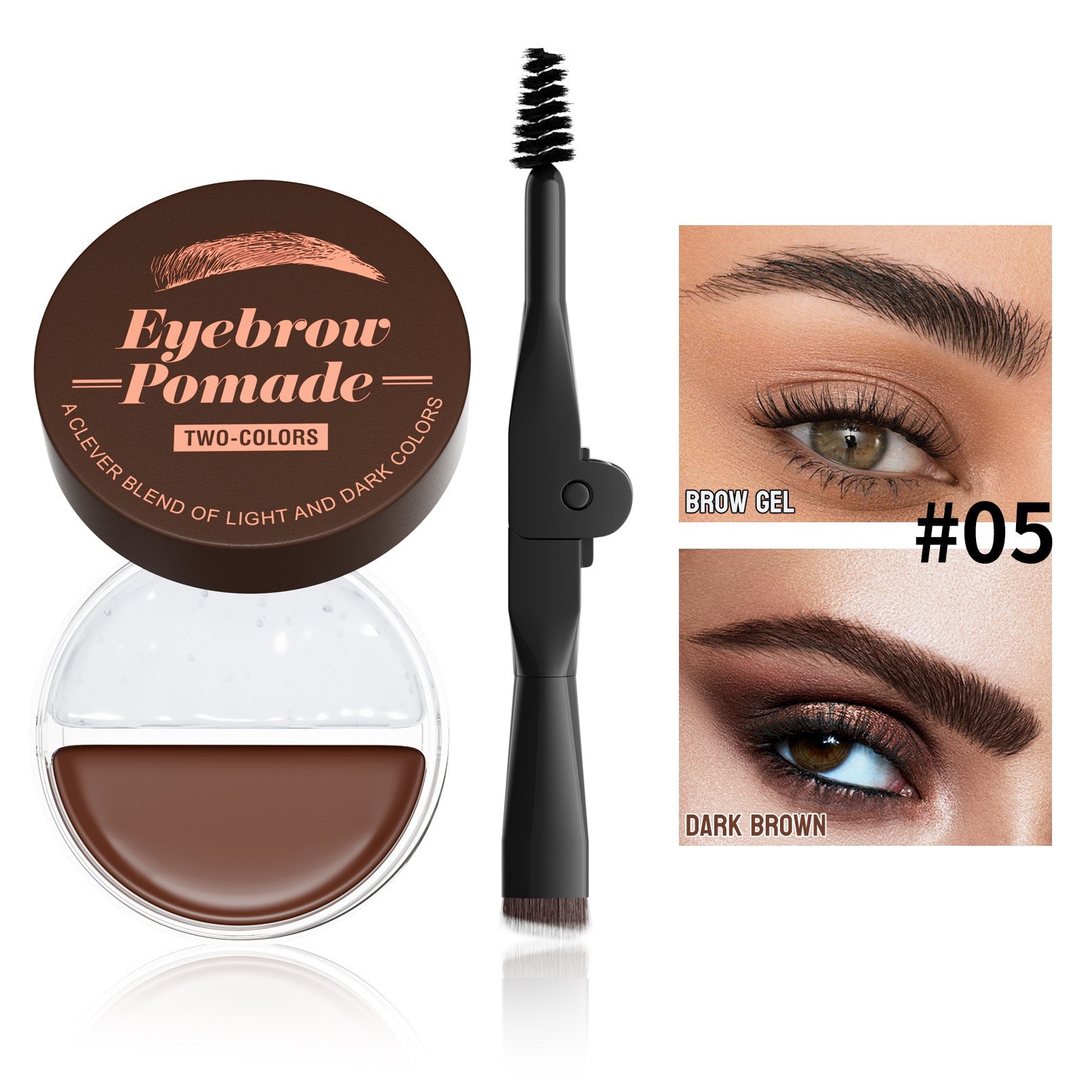 Brow Cream Makeup Set with Light and Dark Brown Shades for Eyebrow Styling - Teleplus brow cream makeup setting