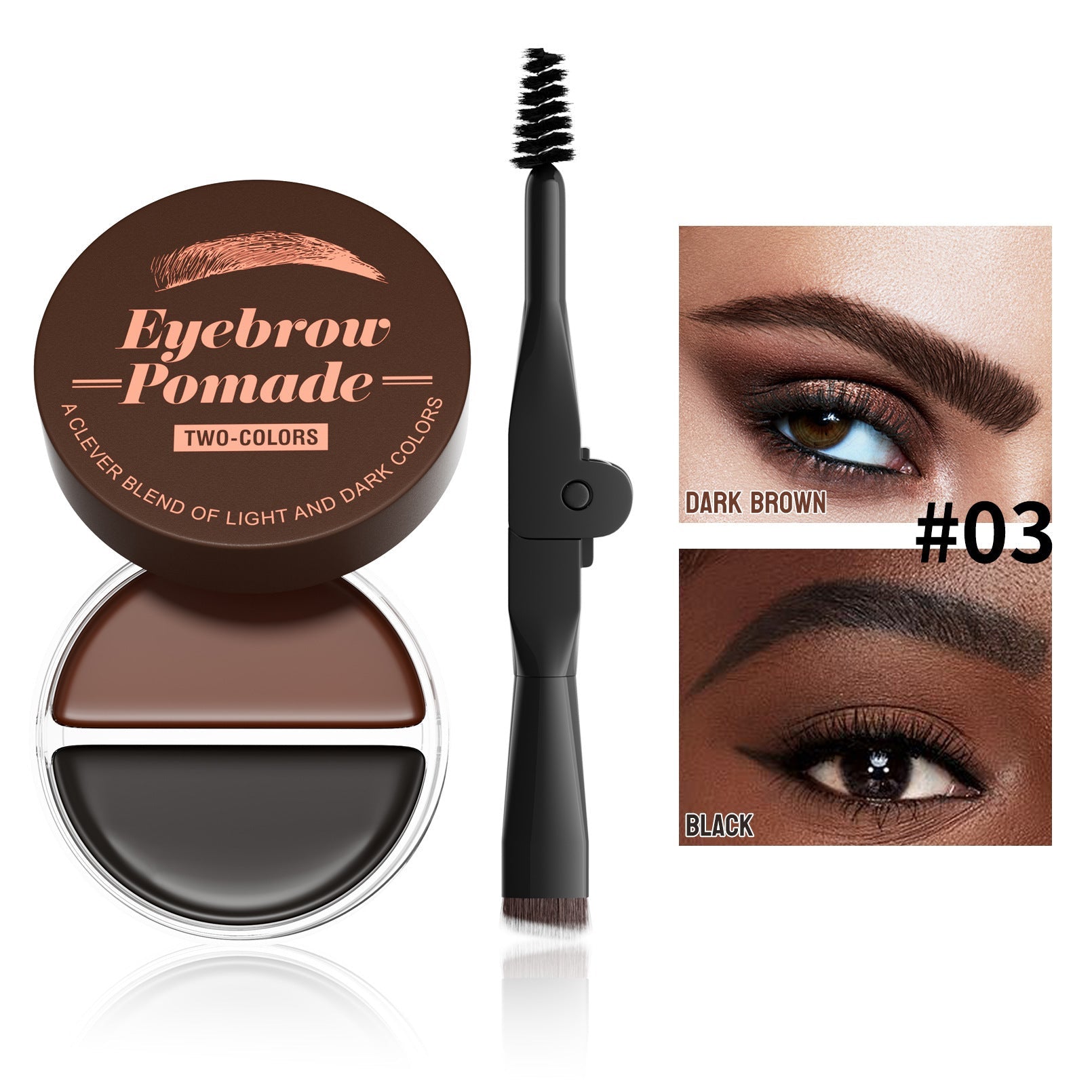 Brow Cream Makeup Set with Light and Dark Brown Shades for Eyebrow Styling - Teleplus brow cream makeup setting