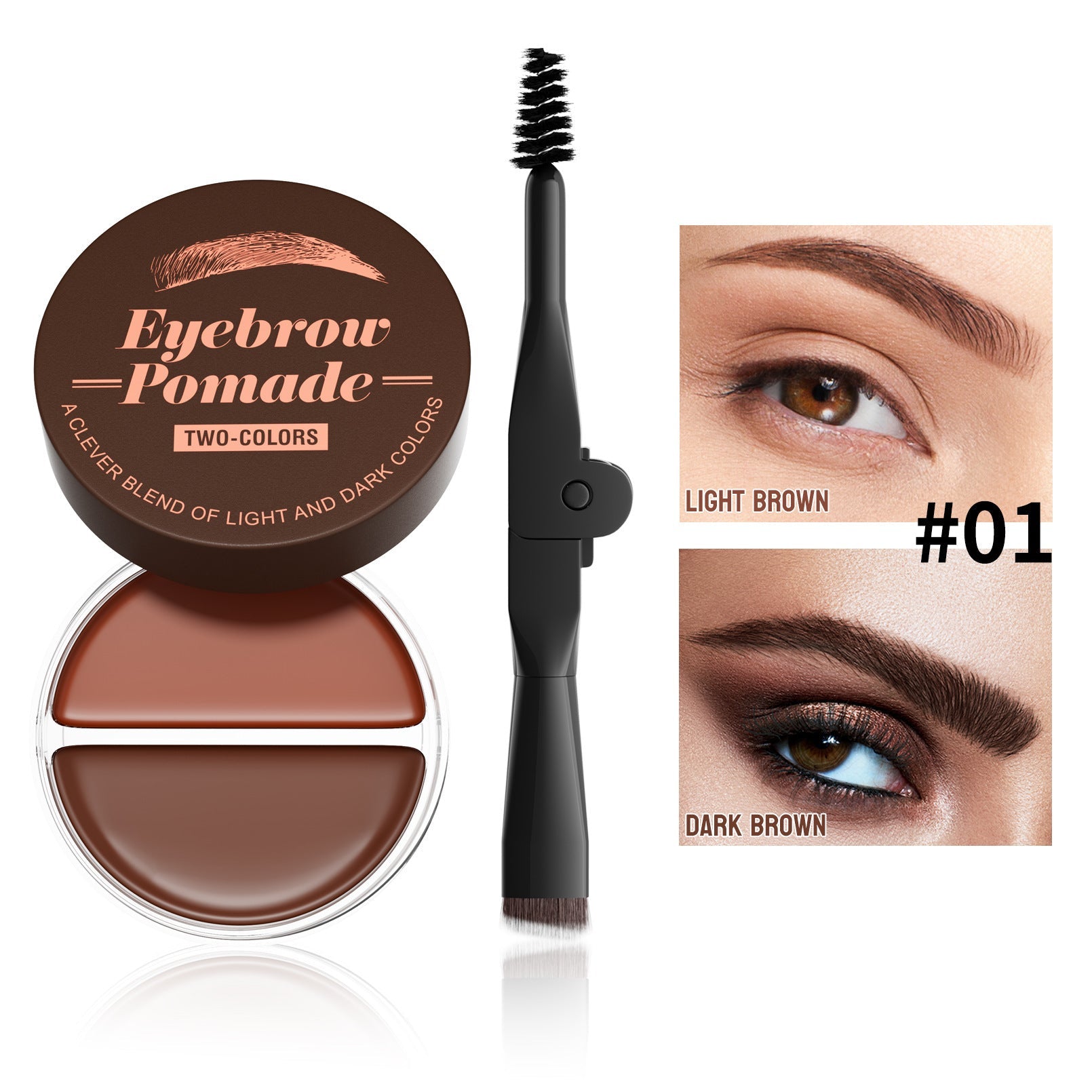 Brow Cream Makeup Set with Light and Dark Brown Shades for Eyebrow Styling - Teleplus brow cream makeup setting