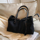 Brown Black PU Leather Tote Bag Urban Casual Shoulder Handbag for Women