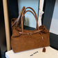 Brown Black PU Leather Tote Bag Urban Casual Shoulder Handbag for Women