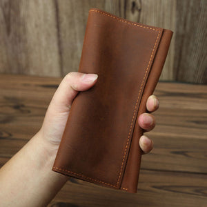 Brown Cow Leather Long Wallet for Men with Vertical Bill Clip in the United States - Men’s Retro Stylish Time Travelers