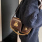 Women camel baguette bag with squirrel accessory design stylish shoulder handbag