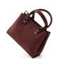 Brown Faux Leather Zippered Handbag with 3 Compartments Adjustable Strap Hand Arm and Shoulder Bag