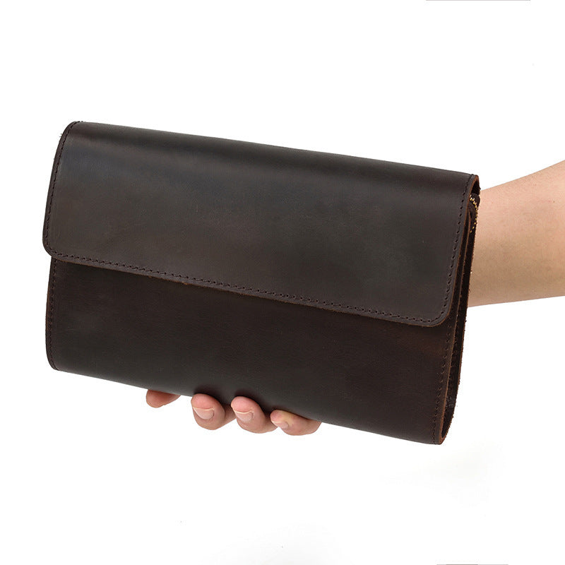 Brown Genuine Leather Wallet with Polyester Cotton Lining for the United States - Crazy Horse Wallet: For Retro Men
