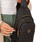 Women Black Leather Monogram Crossbody Belt Chest Shoulder Bag