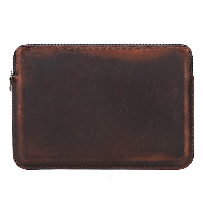 Brown Leather Laptop Sleeve Case for MacBook Pro 15 16 and iPhone Compatible - Teleplus