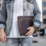 Brown Leather Laptop Sleeve Case for MacBook Pro 15 16 and iPhone Compatible - Teleplus