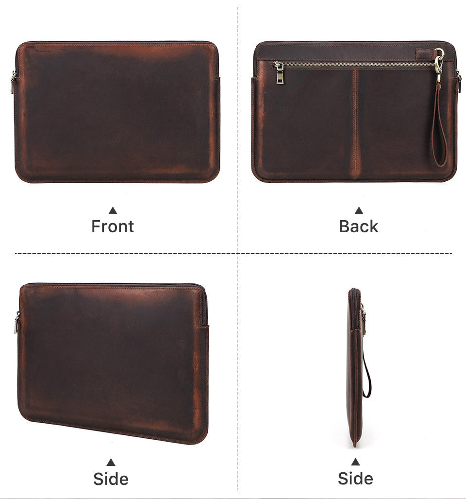 Brown Leather Laptop Sleeve Case for MacBook Pro 15 16 and iPhone Compatible - Teleplus