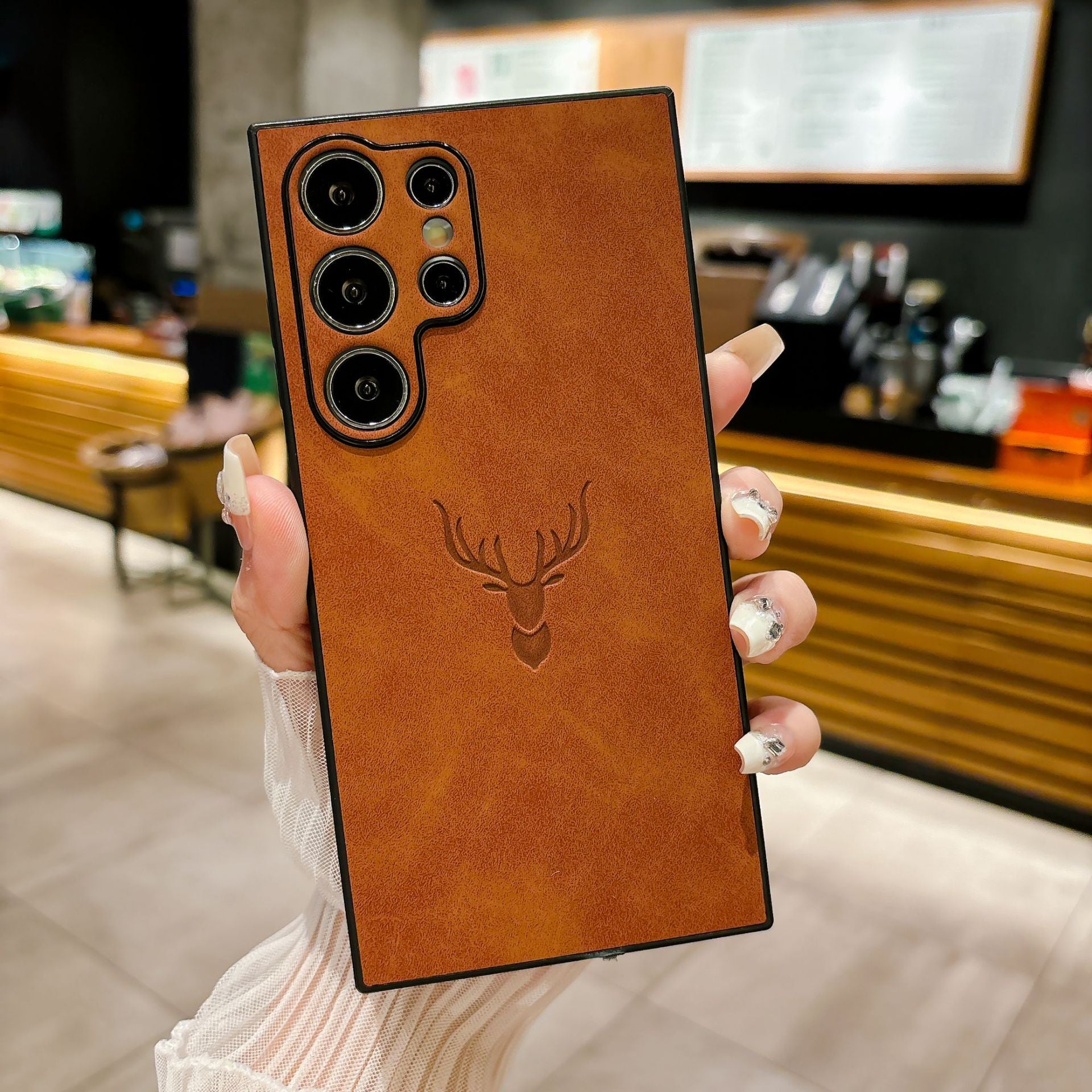 Brown Magnetic Phone Case Compatible with S24Ultra Deer Head - Teleplus for s24ultra deer head phone brown magnetic