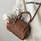 Brown PU Casual Ins Handbag with Korean Style Niche and Versatile Design - Teleplus korean style niche maillard bowling