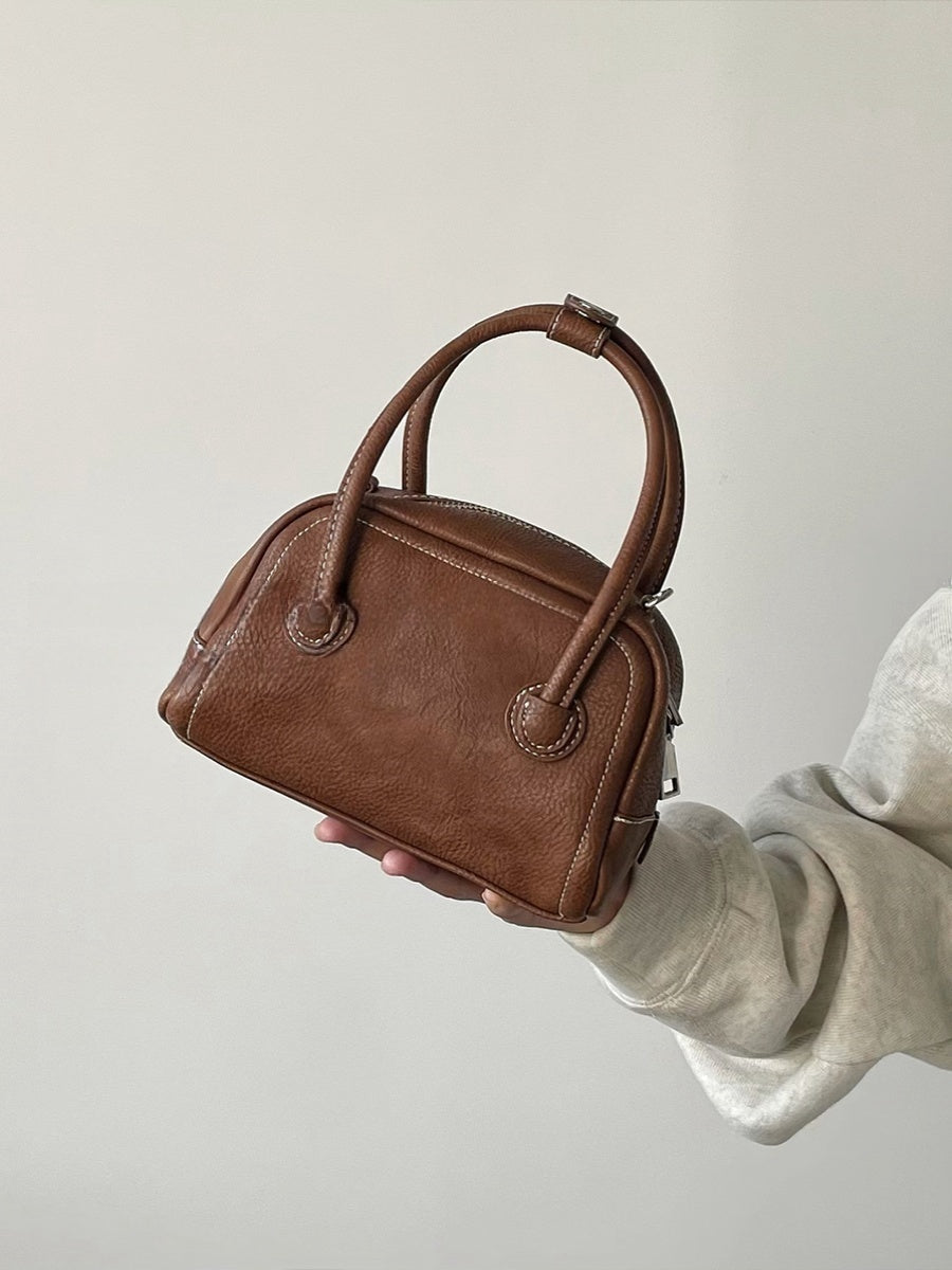 Brown PU Casual Ins Handbag with Korean Style Niche and Versatile Design - Teleplus korean style niche maillard bowling
