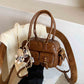 Brown Shoulder Strap Zipper Bag with Ribbon Pendant and Adjustable Sling - Teleplus shoulder strap