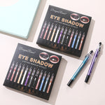 Brown Standard Eye Shadow Kit with Pearlescent Pens Set of 12 - Teleplus Pen eye shadow stick pearlescent pen kit