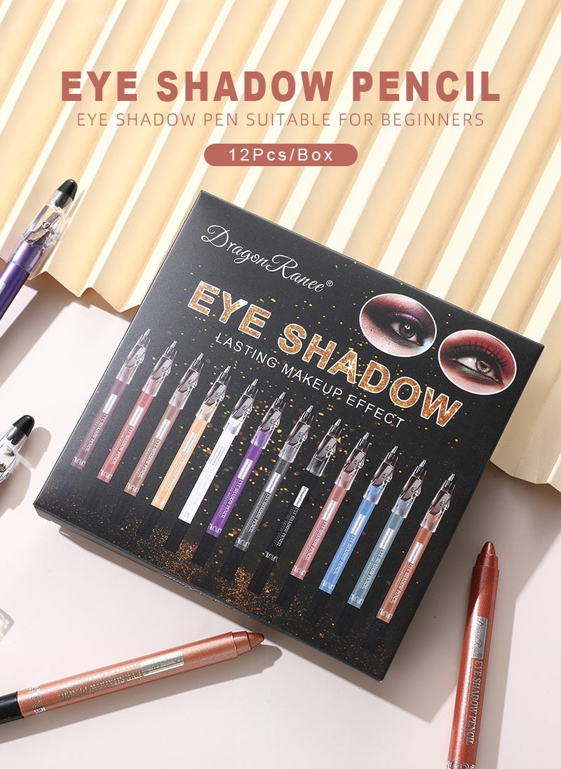 Brown Standard Eye Shadow Kit with Pearlescent Pens Set of 12 - Teleplus Pen eye shadow stick pearlescent pen kit