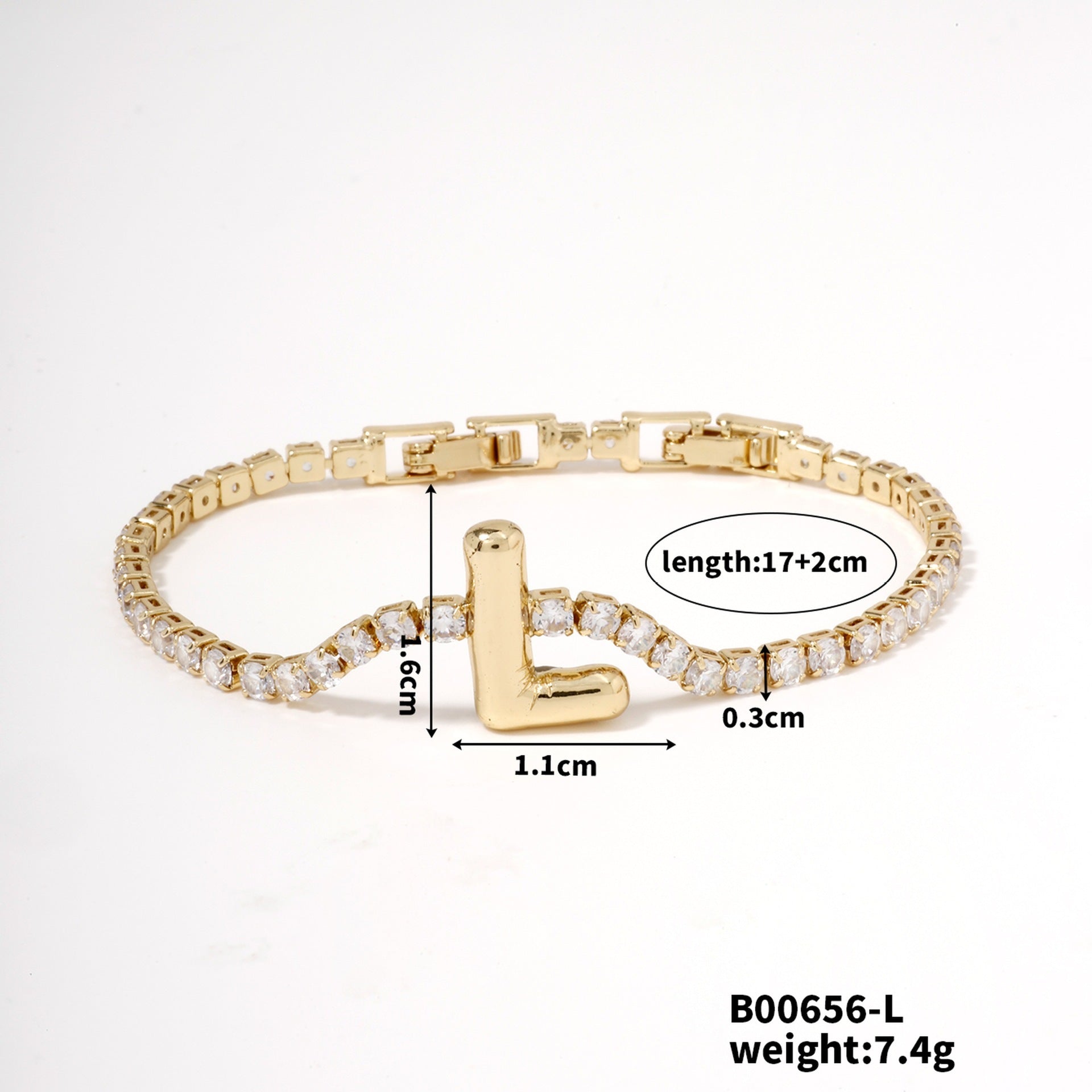 Buckle English Letter Bracelet Female Zircon - Buckle English Letter Bracelet with Zircon Jewelry