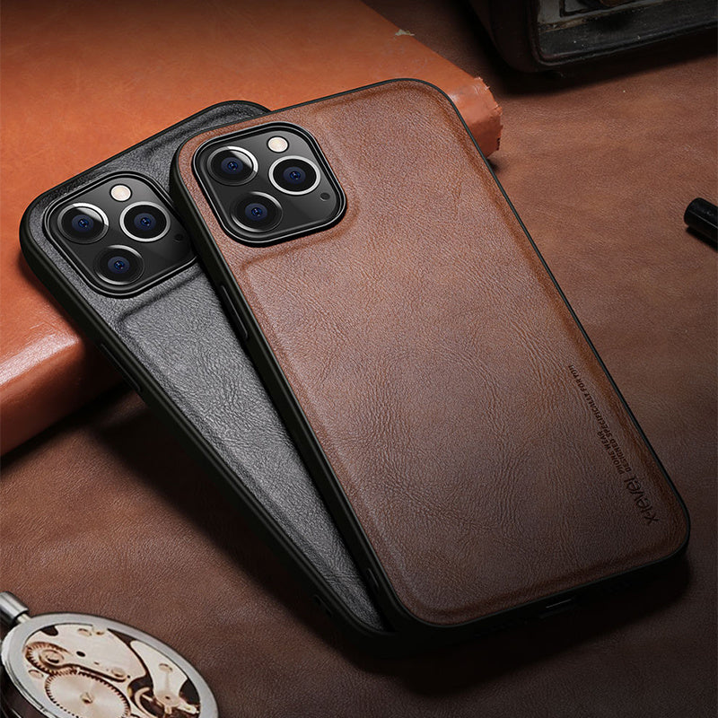 Business Leather Phone Case with Faux Fur and TPU Frame for Protection - Soft business leather phone case