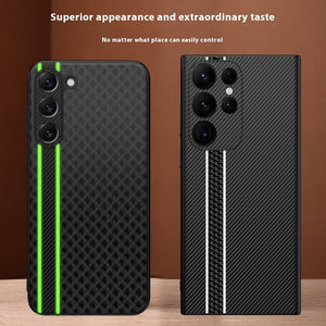 Black Carbon Fiber Plain Leather Phone Case for Samsung and Non-Samsung Phones - Business business plain leather phone