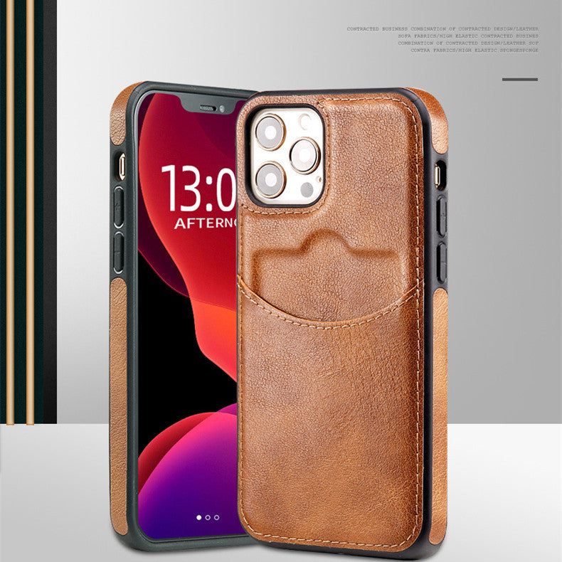 Color Leather Phone Case for iPhone in Solid Design - Business solid color leather business phone case