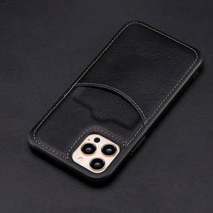 Color Leather Phone Case for iPhone in Solid Design - Business solid color leather business phone case