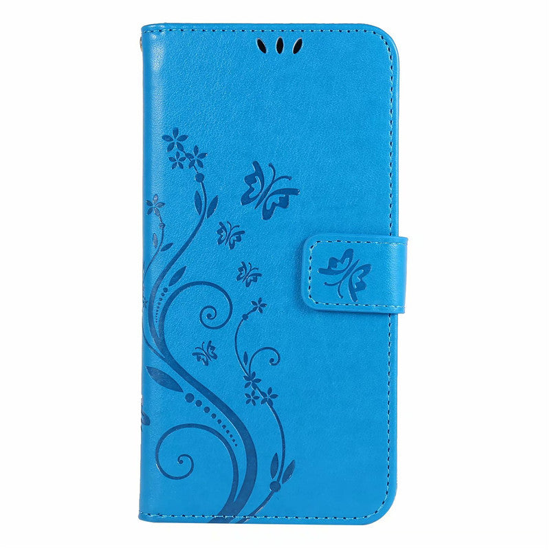 Butterfly Embossed Protective Leather Case Flip Cover Phone Case - Butterfly Embossed Phone Case with Shockproof Design