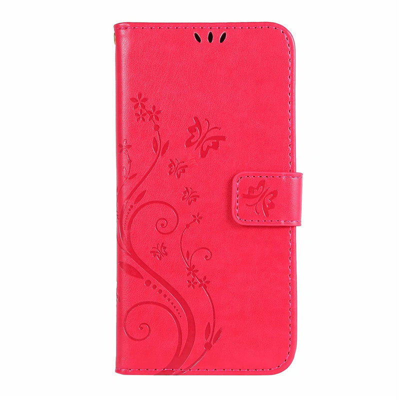 Butterfly Embossed Protective Leather Case Flip Cover Phone Case - Butterfly Embossed Phone Case with Shockproof Design