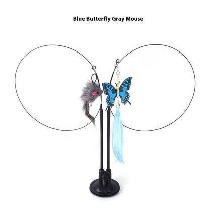 Butterfly Gray Mouse and Green Animal Figurines Set - gray mouse green butterfly blue flying fish
