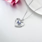 Butterfly Heart Pendant Necklace in White Gold Plated Sterling Silver - Butterfly Heart Necklace in White Gold Plated