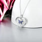 Butterfly Heart Pendant Necklace in White Gold Plated Sterling Silver - Butterfly Heart Necklace in White Gold Plated