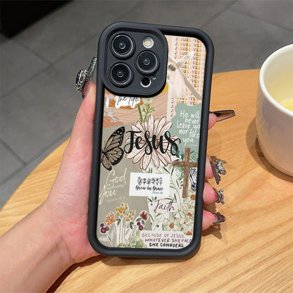 Butterfly Phone Case with Flower Design for Apple Shockproof and Anti-Fall Protection - Teleplus Letter butterfly phone