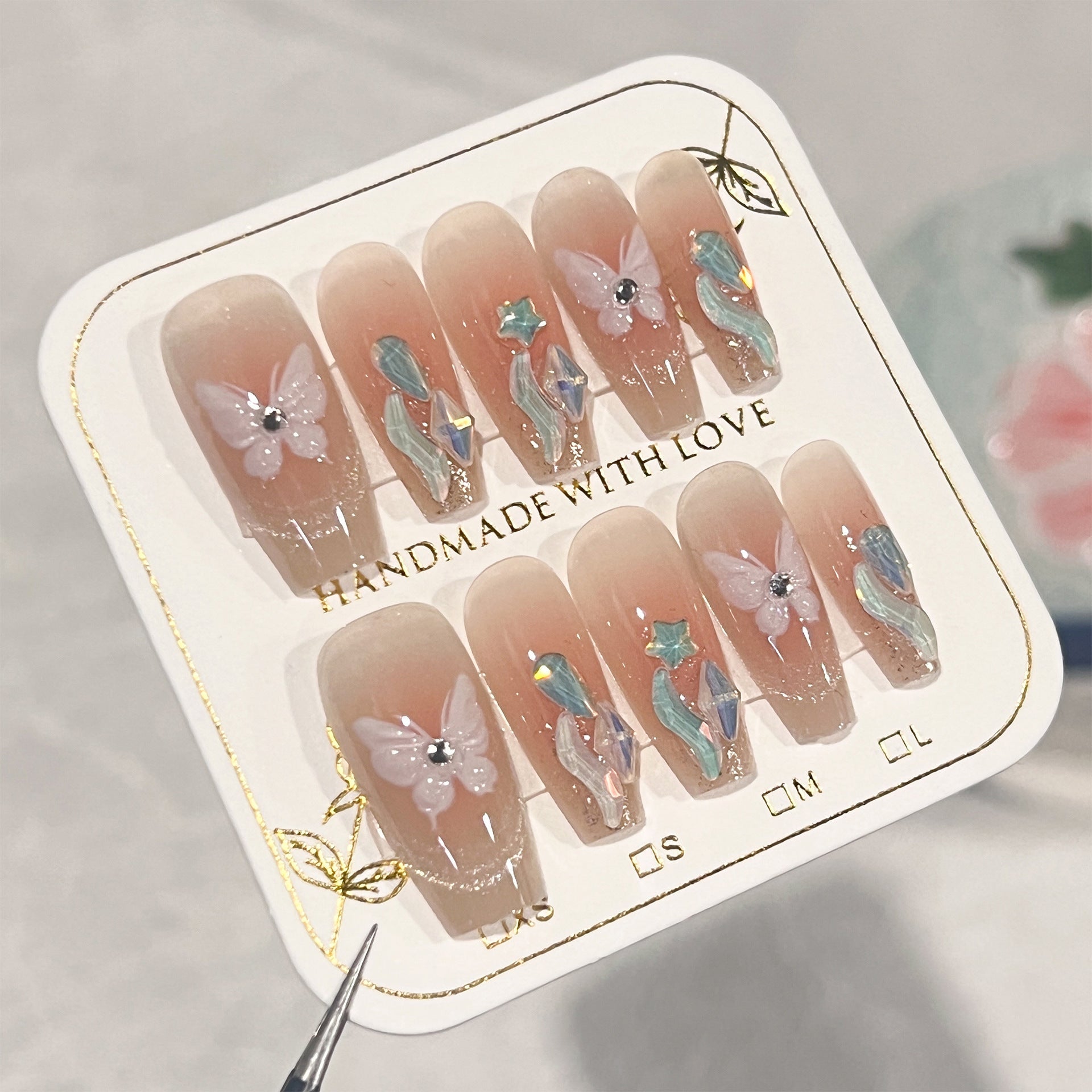 Butterfly SP107 French Cat Eye Aurora Diamond Manicure Set for Ladies - Teleplus french cat eye aurora diamond manicure