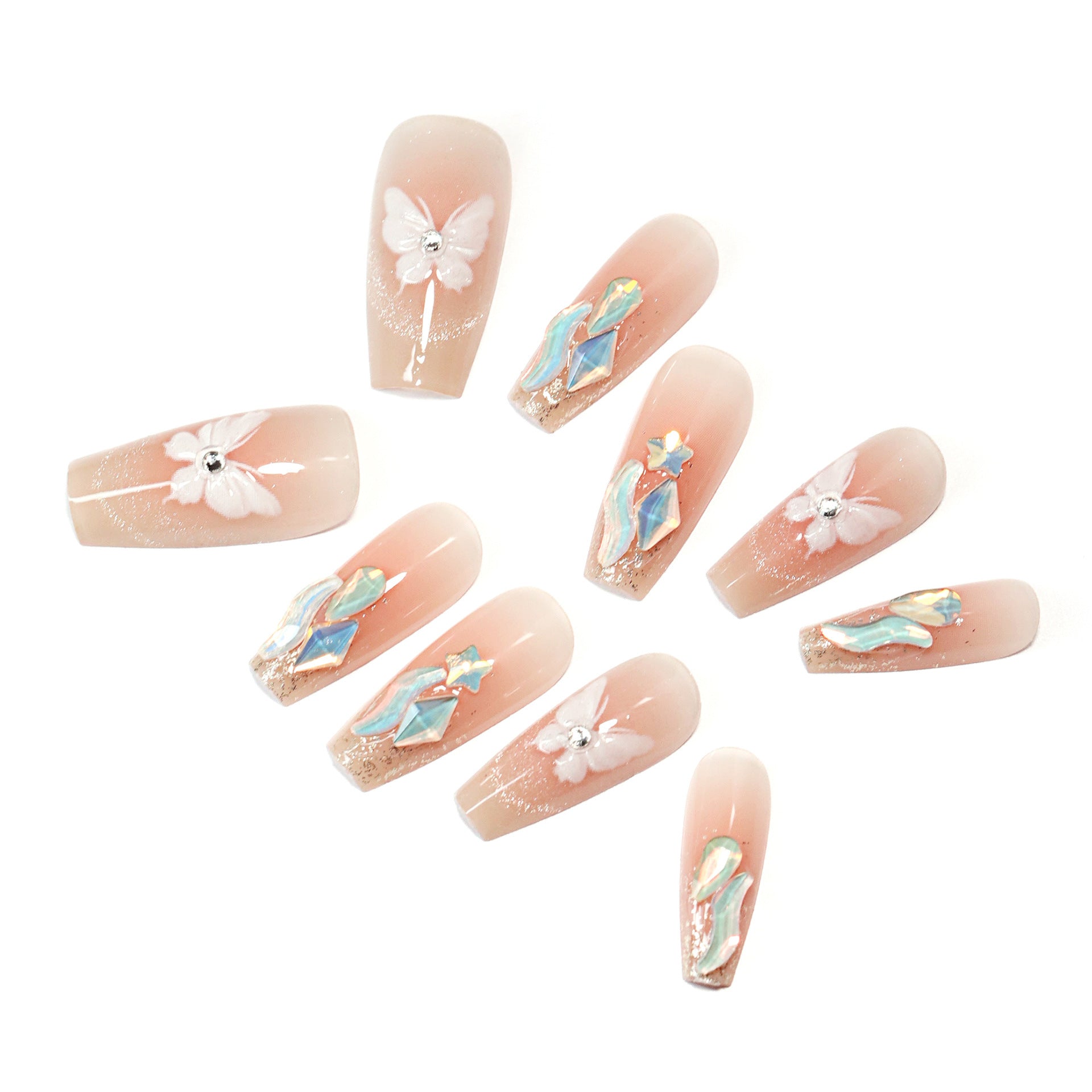 Butterfly SP107 French Cat Eye Aurora Diamond Manicure Set for Ladies - Teleplus french cat eye aurora diamond manicure