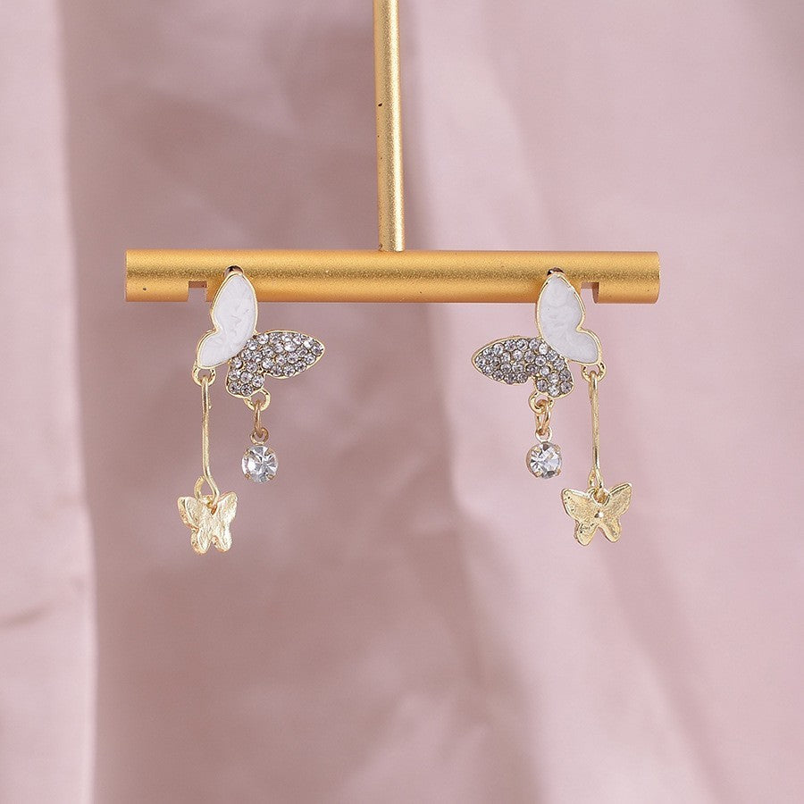 United States Butterfly Tassel Earrings Alloy Acrylic Electroplated Minimalist Style - Fluttering Chic united states