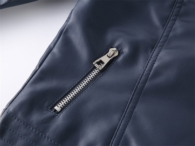 Solid Color Leather Fabric for Fashion Casual Jackets in Black and Royal Blue