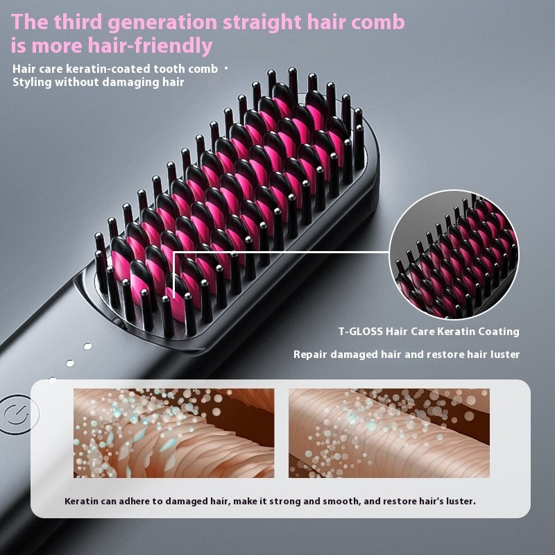 Women’s Home Anion Wireless Portable Hair Curler And Straightener Dual-use Electric Comb