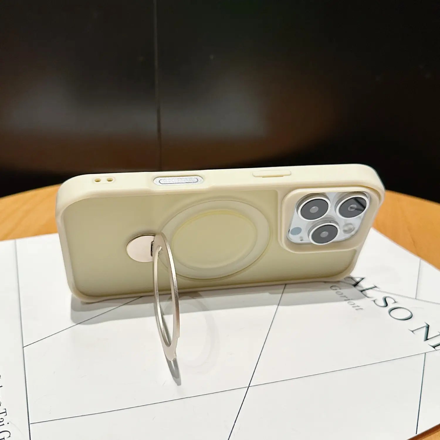 iPhone 16 Pro Skin Feeling Magnetic Rotating Bracket with Anti-Fall TPU PC