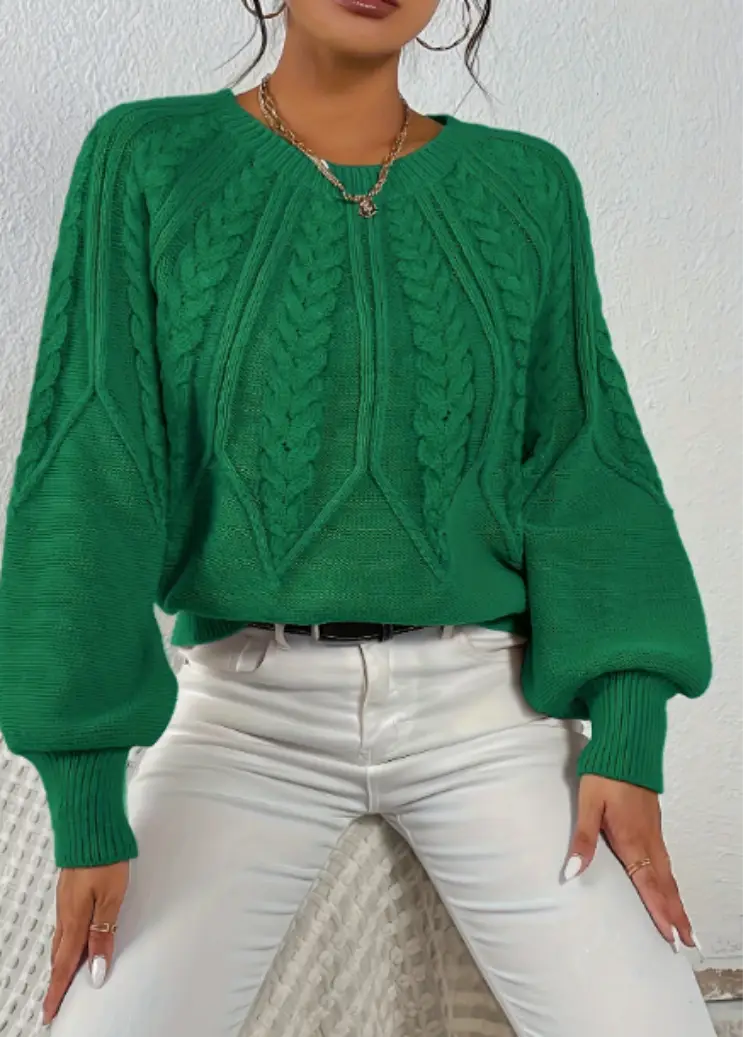 Cniú Dath Soladach na mBan Cniotáil Muineál Muineál Barr Poileistear Léine Pullover Earraigh