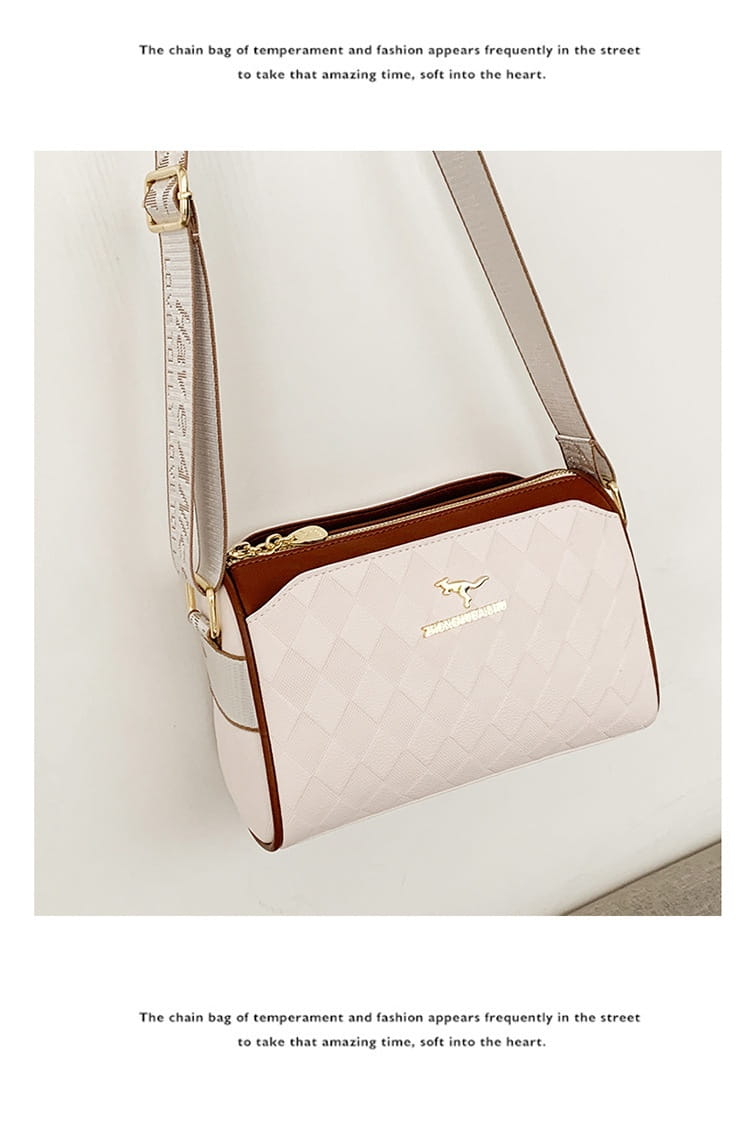 Chessboard Plaid Bag with Wide Shoulder Strap and Multiple Storage Pockets