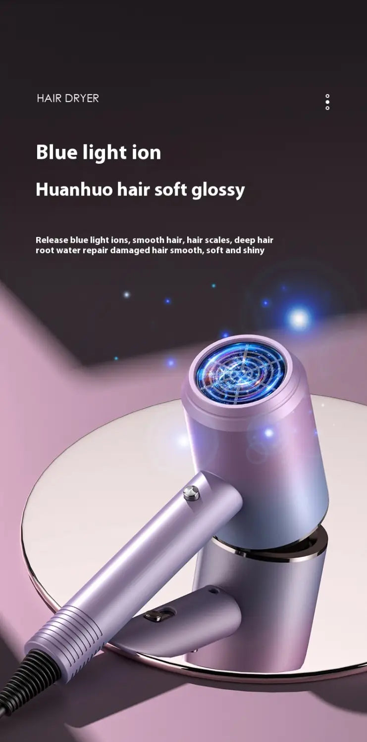 High Power Electric Hair Dryer Household with Gradient Purple and Blue Light